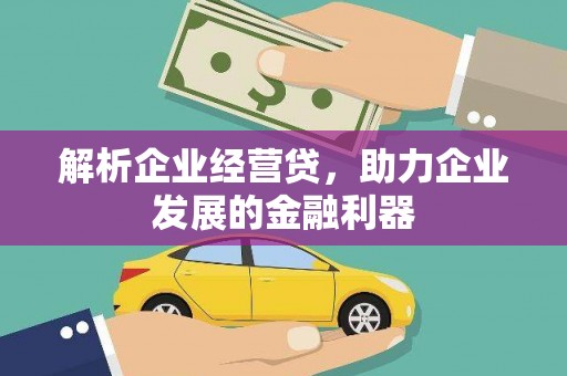 克孜勒苏柯尔克孜解析企业经营贷，助力企业发展的金融利器