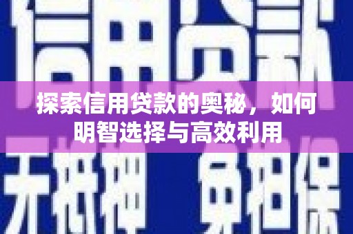 克孜勒苏柯尔克孜探索信用贷款的奥秘，如何明智选择与高效利用