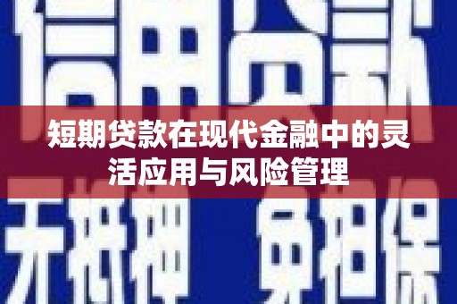克孜勒苏柯尔克孜短期贷款在现代金融中的灵活应用与风险管理