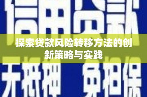 克孜勒苏柯尔克孜探索贷款风险转移方法的创新策略与实践